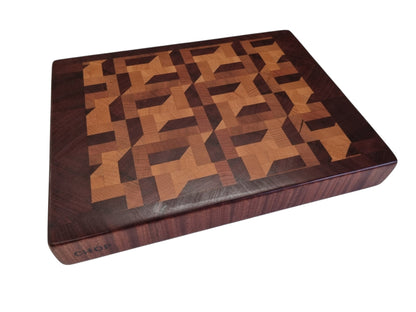 Ls and dashes end grain block