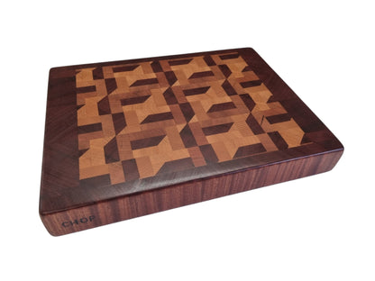 Ls and dashes end grain block