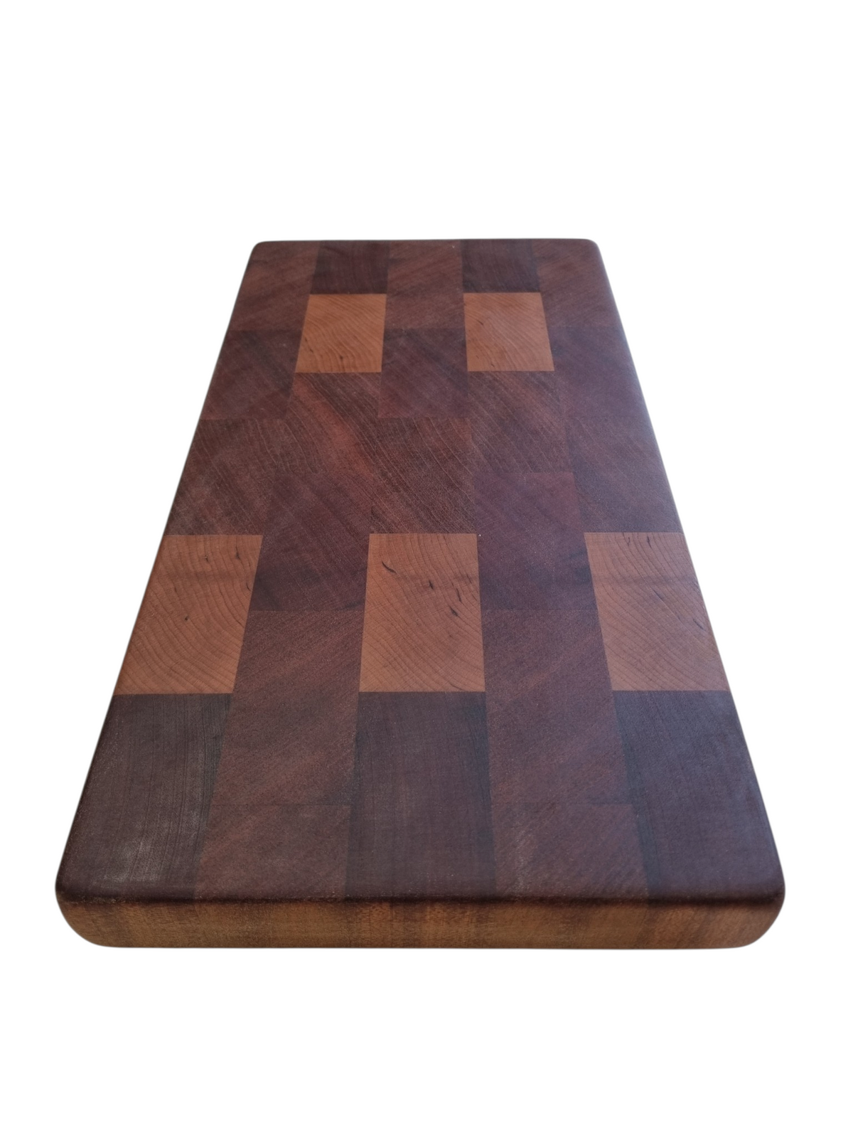 Sapele with cherry blocks, end grain