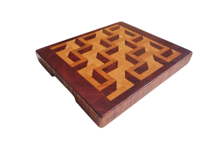 3D Zig Zag End Grain Chopping Block – Medium