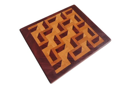 3D Zig Zag End Grain Chopping Block – Medium