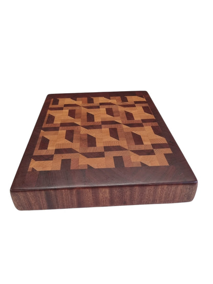 Ls and dashes end grain block