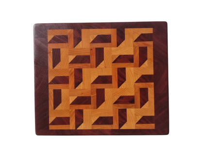 3D Zig Zag End Grain Chopping Block – Medium