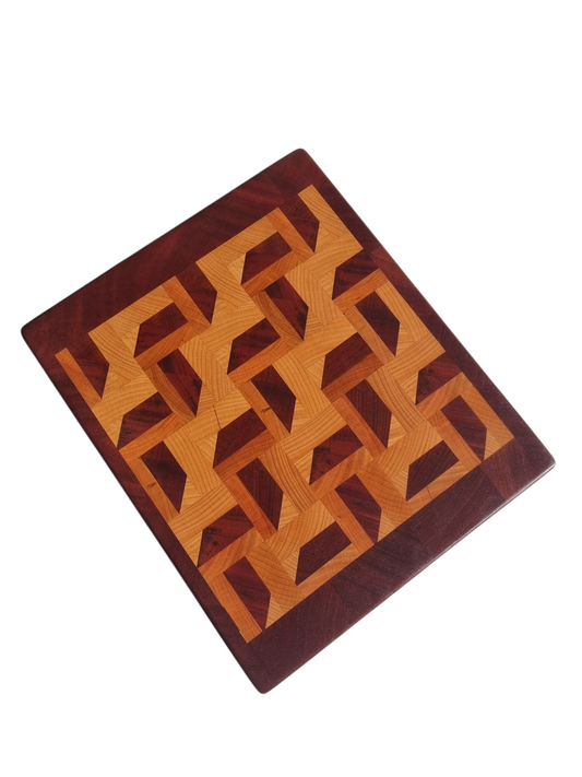 3D Zig Zag End Grain Chopping Block – Medium