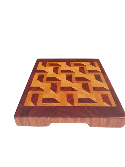 3D Zig Zag End Grain Chopping Block – Medium