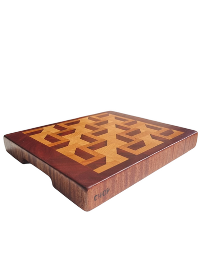 3D Zig Zag End Grain Chopping Block – Medium
